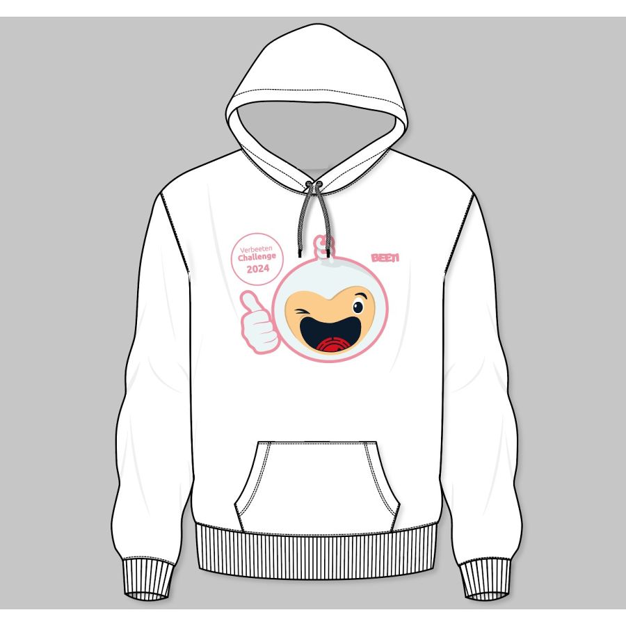Hoodie kinder wit verbeeten challenge